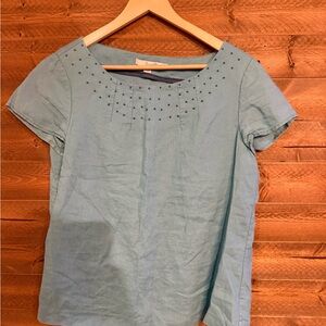 Boden linen blue top size 10